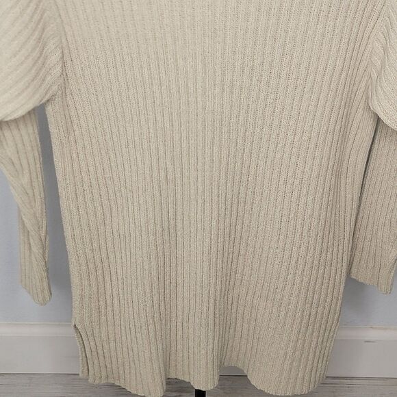 Express Tricot Heavy Ribbed Sweater Women's M Thick Knit Cream Tunic Pull Over - Picture 6 of 9